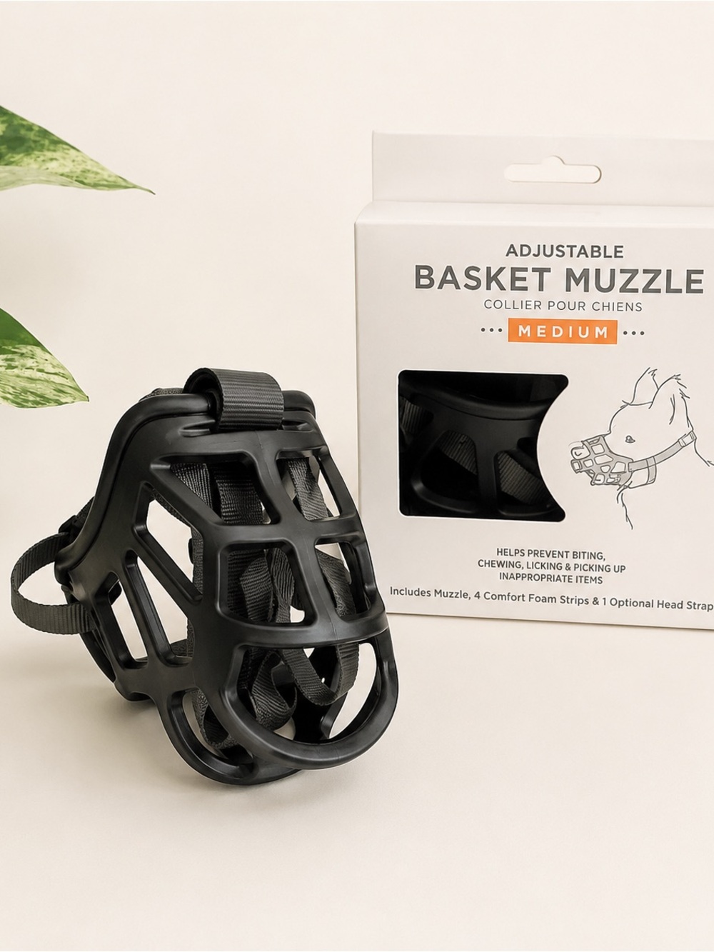 Adjustable Basket Dog Muzzle - Black